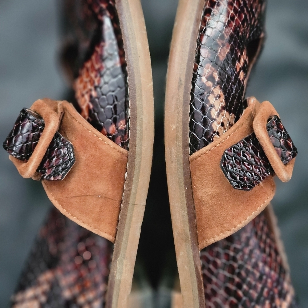 Girotti Sz 5/5.5 US Mary Jane 100% Leather Animal Print Buckle Vero cuoio Shoe - Picture 6 of 9